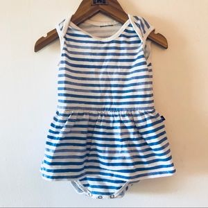 Primary striped dress with bodysuit underneath